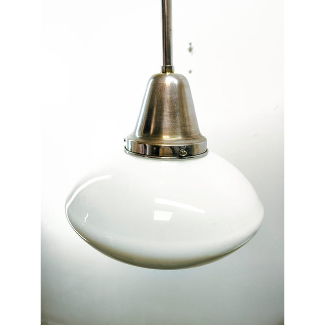 Vintage Hanging Light in White Opal Glass, 1950s For Sale - Image 11 of 12