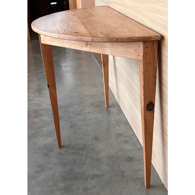 Mid 20th Century Spanish Demilune High Pine Console Table For Sale - Image 10 of 18