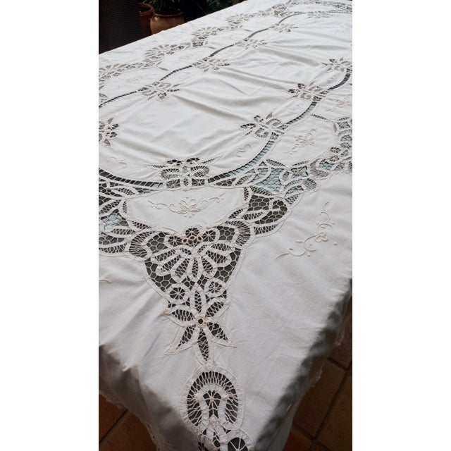 Antique Embroidered Tablecloth, 1890, Set of 6 For Sale - Image 11 of 17