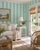 Modern Clubhouse Stripe Grasscloth Wallpaper by House Party | Wisteria Blue & Mint Julep | 6 Yards For Sale - Image 3 of 10