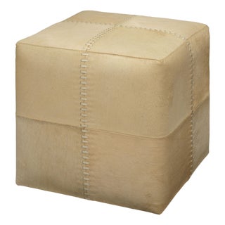 Small Ottoman, Cream Hide For Sale
