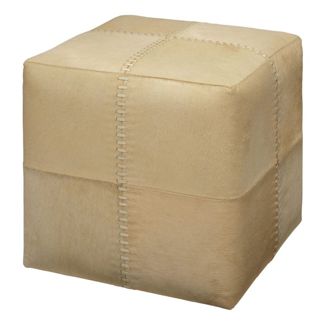Small Ottoman, Cream Hide For Sale