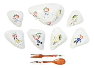 Painted Ceramic Table Set from Rometti, Set of 9