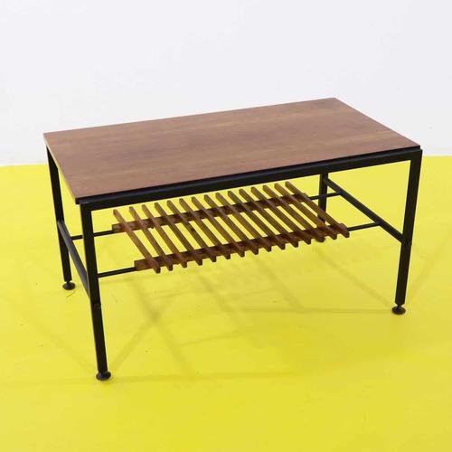 Coffee Table in Metal and Wood with Storage Grid For Sale - Image 6 of 6