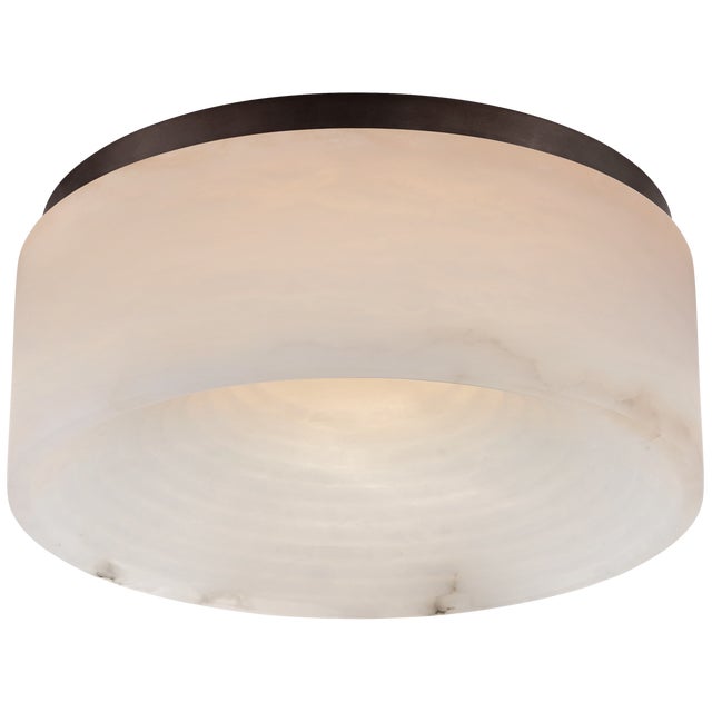 Otto Medium Flush Mount in Bronze with Alabaster Designer: Kelly Wearstler Canopy: 11.25" Round Mounting: Flush Shade...