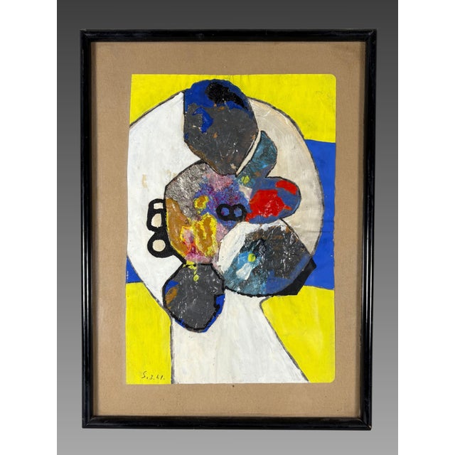 Sonja Sekula, Abstract Composition, 1961, Oil Painting on Paper For Sale - Image 4 of 4