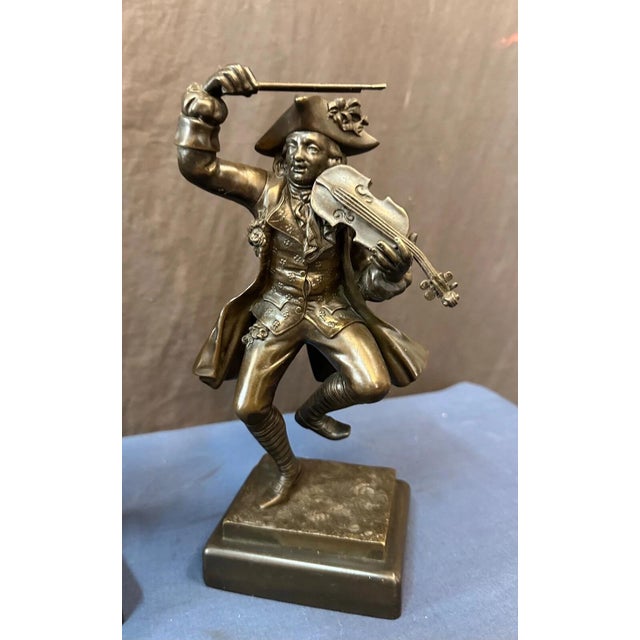 Metal Antique Bronze Sculptures - A Pair For Sale - Image 7 of 12