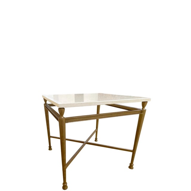 A custom-made pair of Jerome side tables from the Jerome Collection by Michael Taylor Designs, produced in 2017 in a warm...