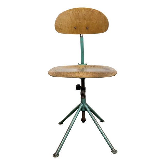 Industrial Dark Green Workshop Chair, 1950s For Sale