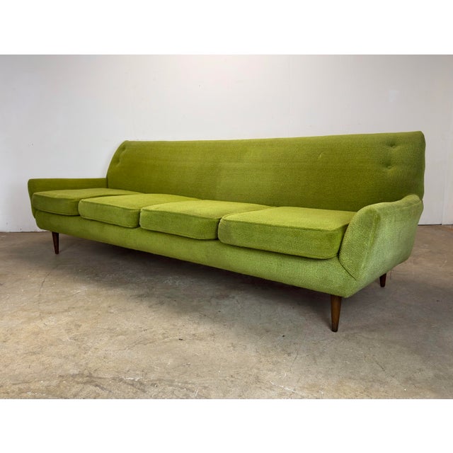 Mid-Century Modern Mid Century Danish Modern Dux Folke Ohlsson Style 4-Seat Sofa in Chartreuse Green For Sale - Image 3 of 12