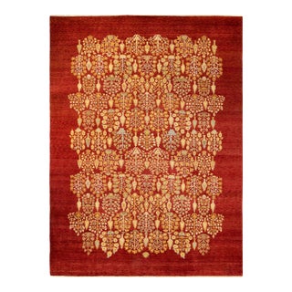 Eclectic, One-of-a-Kind Hand-Knotted Area Rug - Orange, 9' 1" x 12' 1" For Sale