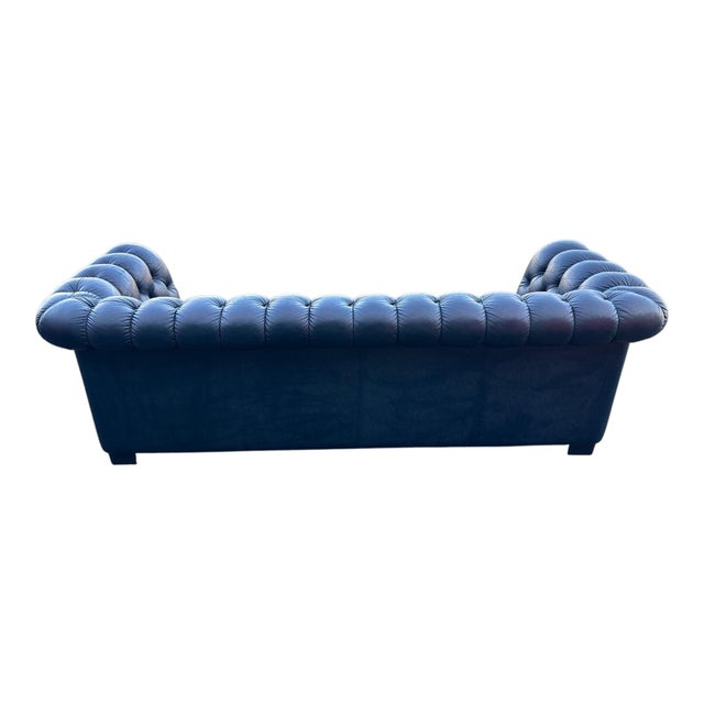 Chesterfield 3-Seater Sofa in Blue Leather For Sale - Image 4 of 7