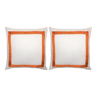 Pair of Marquess Pillow With Orange Ribbon 22" For Sale