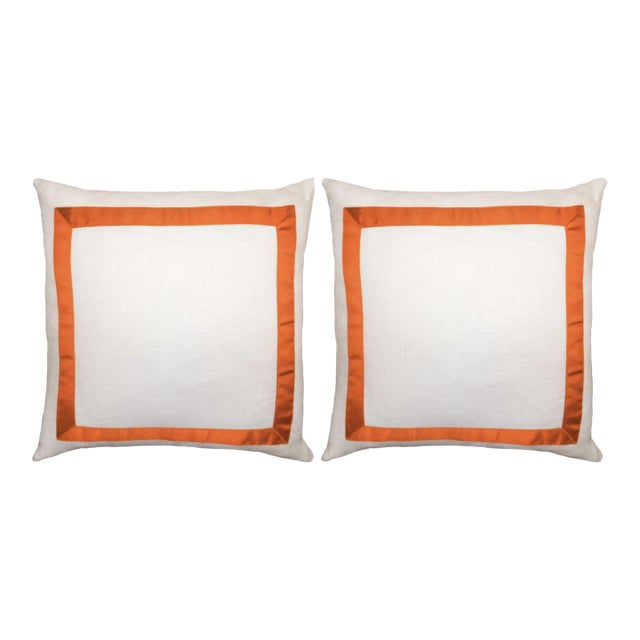 Pair of Marquess Pillow With Orange Ribbon 22" For Sale