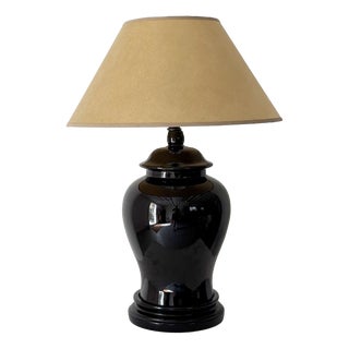 20th Century Black Gloss Ceramic Table Lamp, Britain, 1980s For Sale