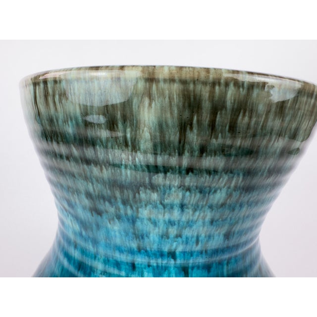 Mid-Century French Accolay Ribbed Stoneware Vase, C 1960 For Sale - Image 10 of 12
