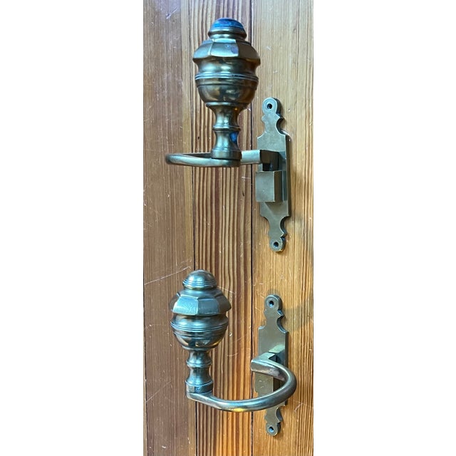 19th Century Large Antique 19th Century American Federal Brass Jamb Hooks to Hold Fire Tools on the Hearth or Fireplace Mantel - a Pair For Sale - Image 5 of 12