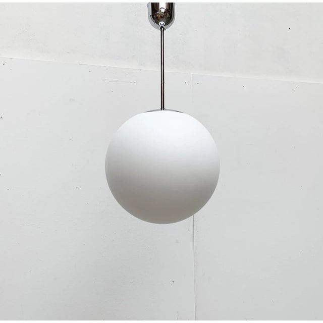 Metal Vintage German Space Age Glass Ball Pendant Lamp from Limburg For Sale - Image 7 of 18