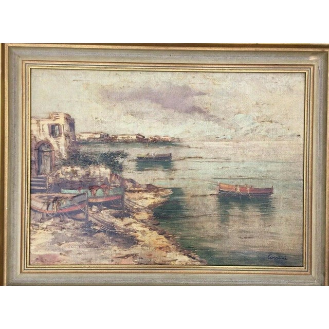Alberto Corsini, On the Beach near Naples, Oil Painting on Canvas For Sale - Image 10 of 13