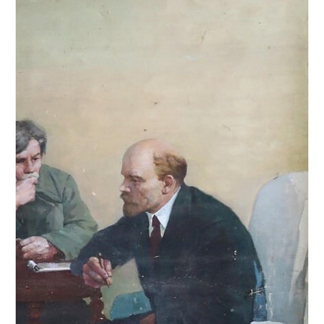 Campaign Vladimir Lenin Portrait Painting, Antique Soviet Art, Ukrainian Artist 228-200 For Sale - Image 3 of 6