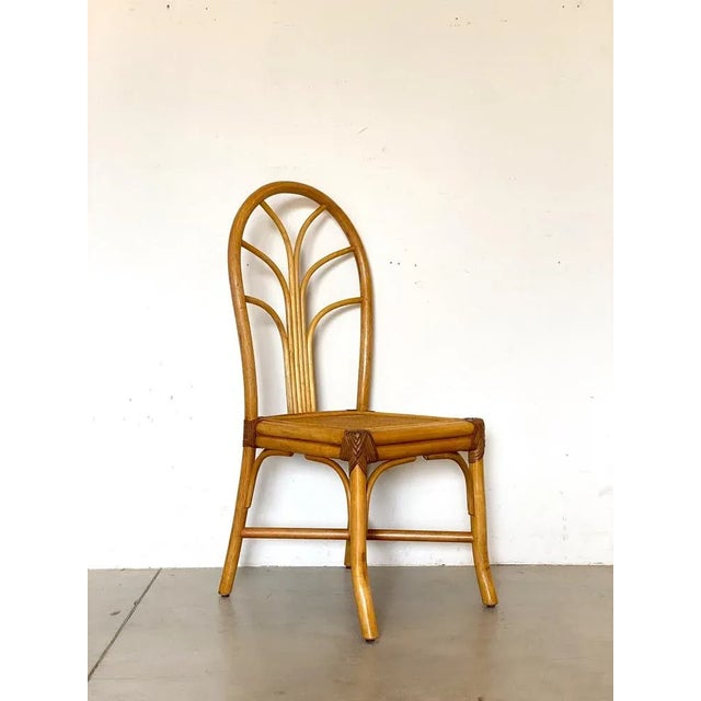 Bamboo & Leather Dining Chairs, 1970s, Set of 3 For Sale - Image 4 of 10