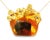 Mid-Century Modern Mid 20th Century 14k Yellow Gold Amber Ruby Floral Pendant Necklace For Sale - Image 3 of 4
