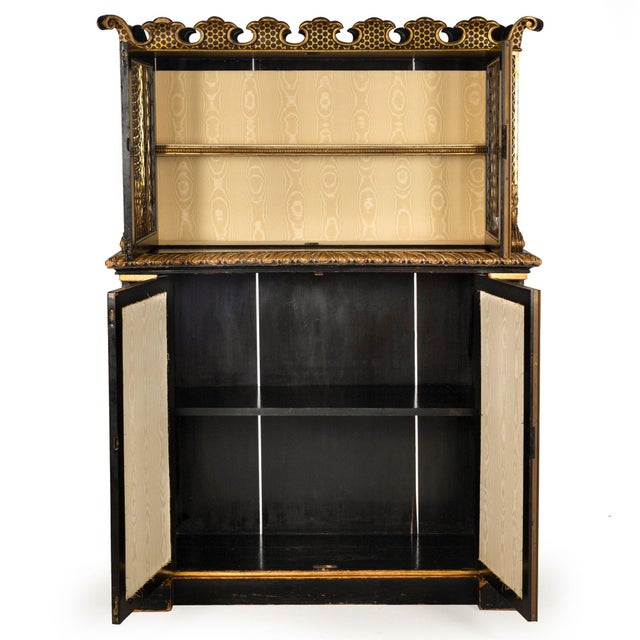 Regency Period Black and Gilt Painted Bookcase Cabinet, 19th Century For Sale - Image 4 of 18