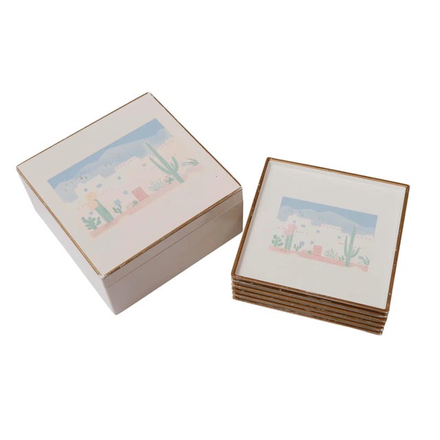 1980s Southwestern Coasters by Otagiri - Set of 6 For Sale - Image 5 of 5