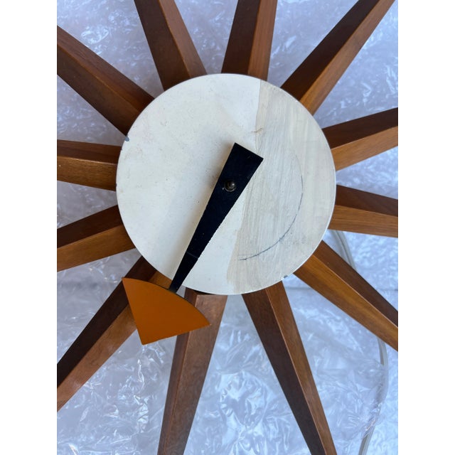 1950s 1950s Original Eames Era George Nelson Attributed Starburst Clock Wood Spokes For Sale - Image 5 of 7