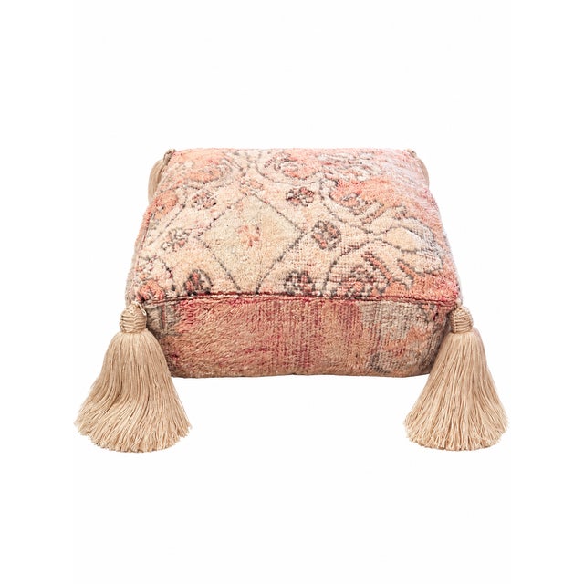 1970s Vintage Fleur De Lis Wool Pouf For Sale - Image 5 of 8