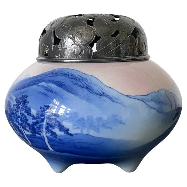 Early 20th Century Makuzu Kozan Japanese Meiji Period Glazed Ceramic and Silver Koro Incense Burner For Sale - Image 13 of 13