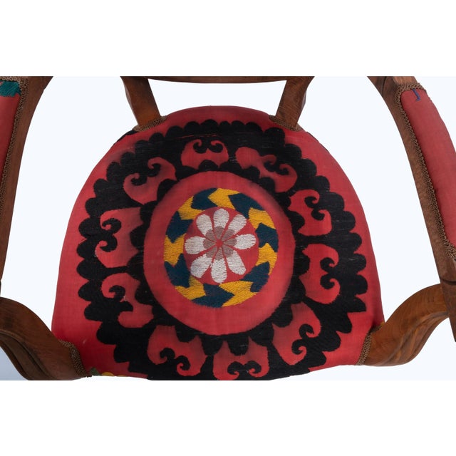 Vintage Wooden Suzani Armchair - Diningroom Chair With Bergere Style For Sale - Image 10 of 13