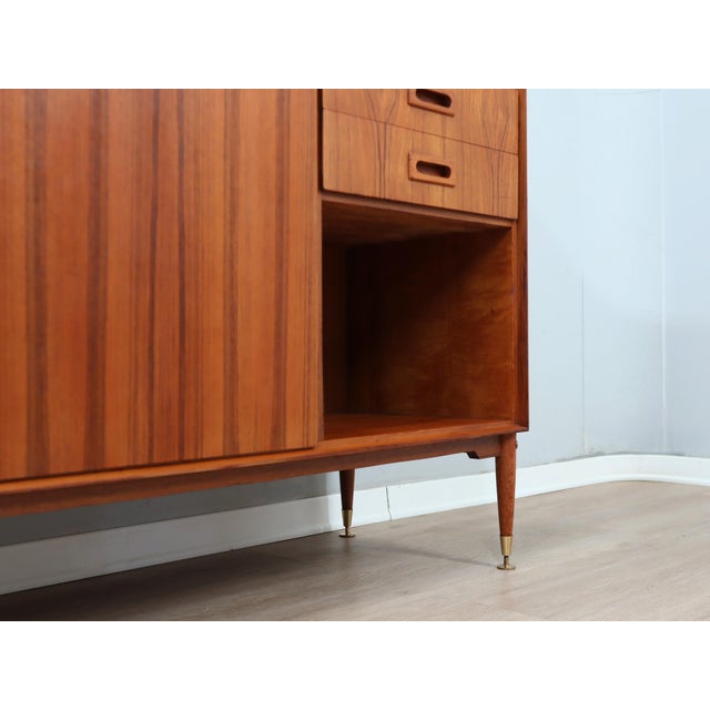 Brown Mid-Century Italian Teak Highboard with Brass Feet, 1960s For Sale - Image 8 of 16