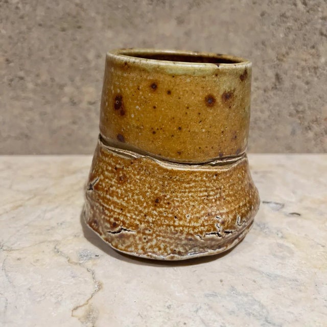 1980s Studio Art Pottery Sculptural Light Brown Coffee Mug For Sale In San Diego - Image 6 of 9