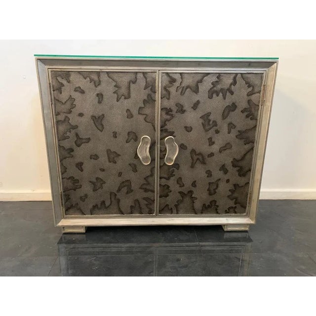 Credenza in Glossy Metal Leafs, 1980s For Sale - Image 12 of 12