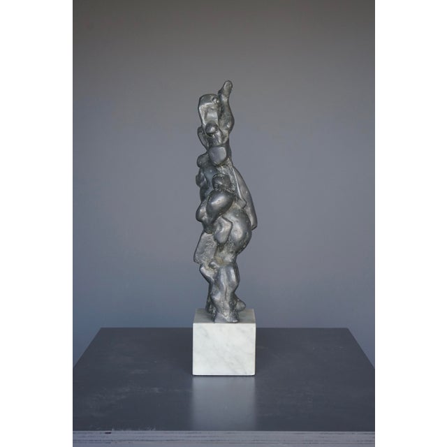 Large Abstract Sculpture, 1960s, Lead on a Marble Base For Sale - Image 9 of 11