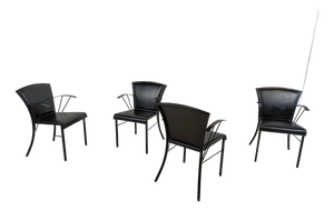 Vintage Black Leather Dining Chairs attributed to Arrben, 1980s, Set of 4