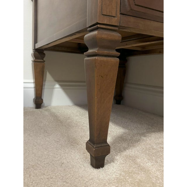 Wood Vintage Mid Century Walnut Rectangular 2-Drawer Side Table with Straight Legs For Sale - Image 7 of 10