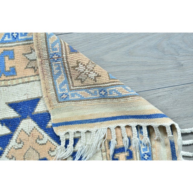 1960s Vintage Blue Rug For Sale - Image 10 of 11