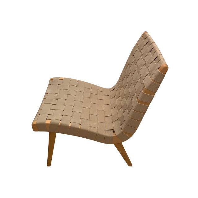 Jens Risom Lounge Chair with Flax Webbing and Clear Maple Finish by Jens Risom for Knoll Inc. For Sale - Image 4 of 13