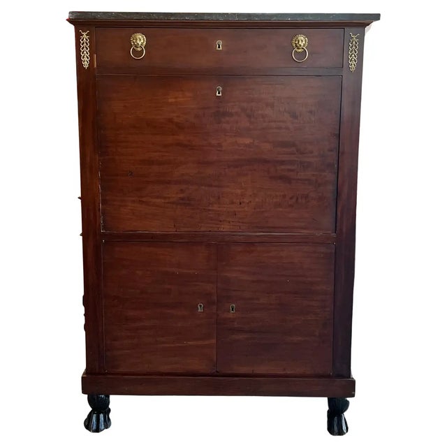 19th Century Classical Charles X Burled Mahogany Secretaire a Abattant For Sale - Image 13 of 13