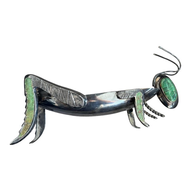 Late 20th Century Los Castillo Grasshopper Copper Silver Plated Dish For Sale