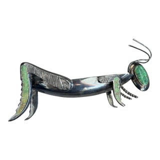 Los Castillo Grasshopper Copper Silver Plated Dish For Sale