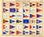 Original sailing lithograph featuring American yachting club flags from a 1930s guide to yachts and their owners. The...