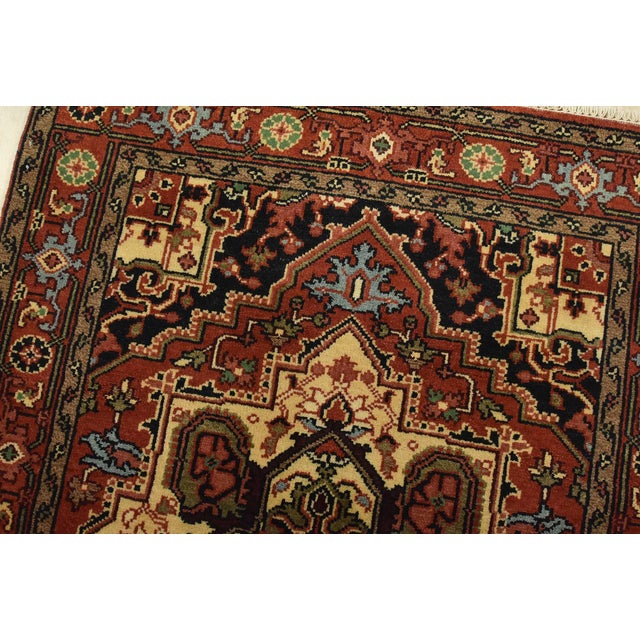 Heriz Runner 4′ X 12’1” Red Wool Tribal Hand-Knotted Oriental Rug For Sale In Philadelphia - Image 6 of 13
