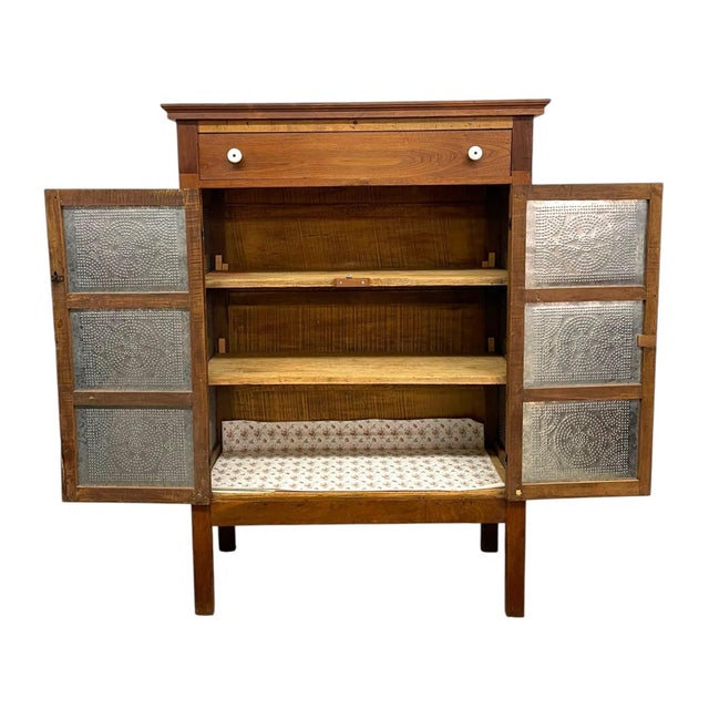 Mid-Century Modern 1970s Wood and Metal Pie Cabinet With Fixed Interior Shelves For Sale - Image 3 of 13
