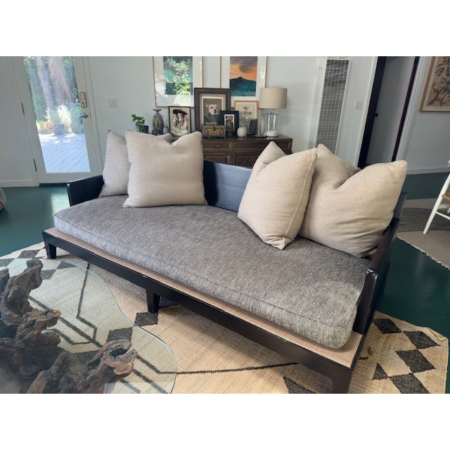 Sofa/Daybed Attributed to Christian Liaigre for Holly Hunt Includes heathered grey seat cushion and four cashmere cream...