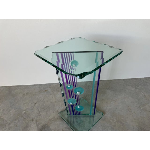 1980s Italian Postmodern Art Glass Pedestal - Side Table/ Sold For Sale In Miami - Image 6 of 12