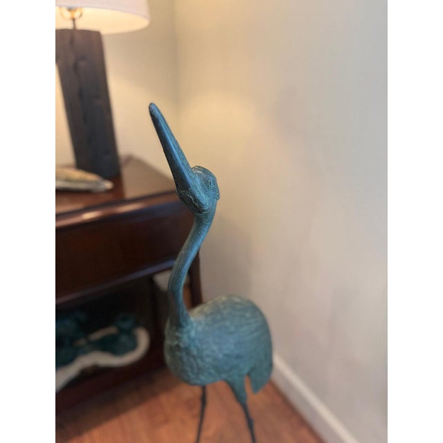 Midcentury Bronze Crane Sculpture #1 For Sale In Nashville - Image 6 of 8