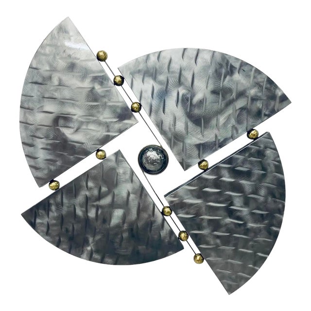 1990s Brutalist Steel and Brass Wall Sculpture Attributed to Curtis Jere For Sale